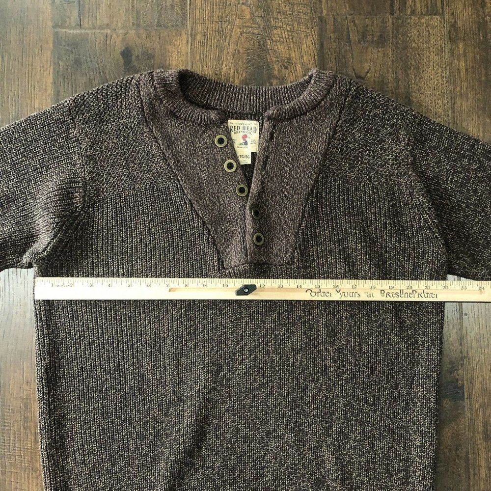 Red Head Men’s Size XXL 100% Cotton Knit Button Sweater Heather Brown Grandpa - Picture 4 of 12